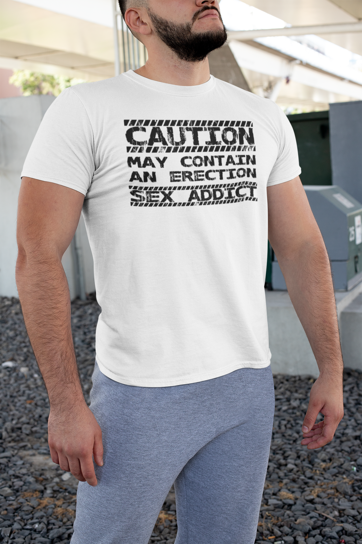 Caution! May contain an erection funny design Classic T-Shirt Swingers Adventures Shop